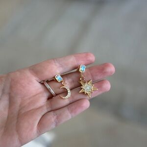 Coach Gold Moon & Star Opal Drop Earrings